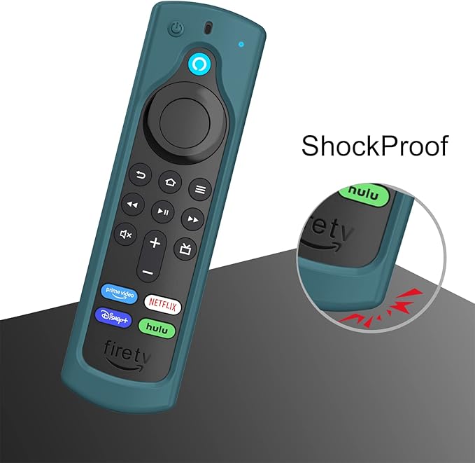 CaseBot Remote Case for Fire TV Stick HD/4K/4K Max (1st Gen)/Fire TV Stick (3rd Gen)/Lite - Anti-Slip Shockproof Silicone Cover for Alexa Voice Remote (2nd & 3rd Generation) (Dark Cyan)