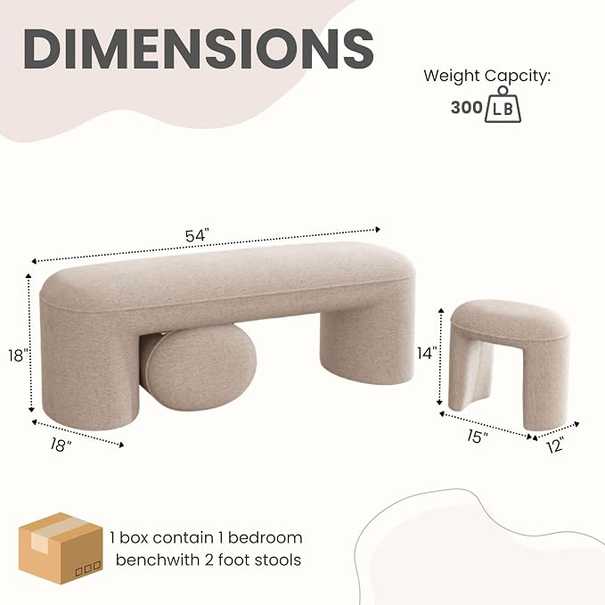 53" Chenille End of Bed Bench Set - Image 2