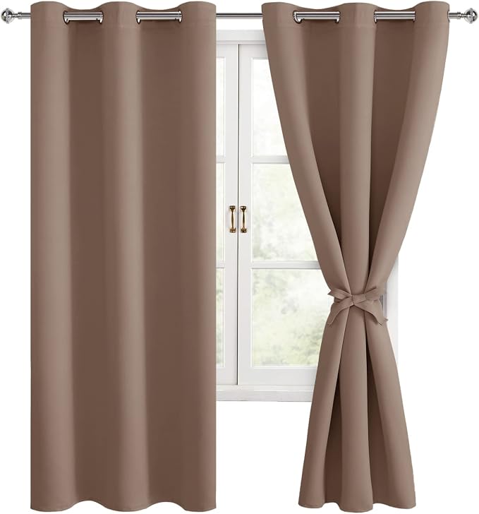 Blackout Curtains for Bedroom, 38 x 63 Inches Length, Cappuccino | Thermal by Hiasan