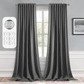 MIULEE Grey Back Tab Blackout Curtains 52x102 Inch Long 2 Panels Set | Rod by MIULEE