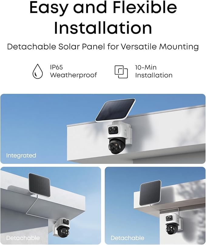 eufy Security eufyCam S4 2-Cam Kit,4K Solar Camera Wireless Outdoor, Triple Lens Bullet-PTZ Cam, 360° View, Cross-Cam Track, Al Recognition, 8X Zoom, Color Night Vision, 0 Monthly Fee, Local Storage