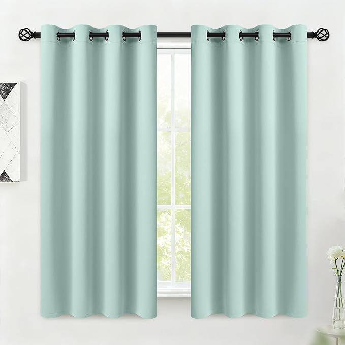 COSVIYA Grommet Room Darkening Aqua Curtains 54 inch Length by COSVIYA