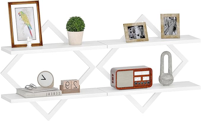 Floating Shelves, 2-Tier Hanging Shelves, Wall Shelf Set of 2, - Image 9
