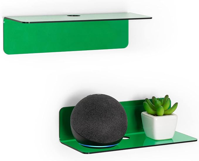 OAPRIRE Acrylic Floating Wall Shelves Emerald, No Drill, 9 Inch 2 Pack | Strong by OAPRIRE