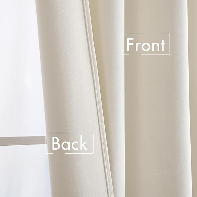 MIULEE Velvet Curtains 52x96 inches 2 Panels Ivory Room Darkening Curtains | - Image 6