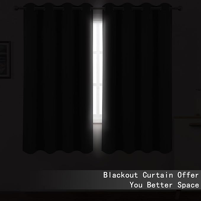 100% Blackout Curtains 52 x 72 Inch/Grey Curtains 2 Panels - Image 3