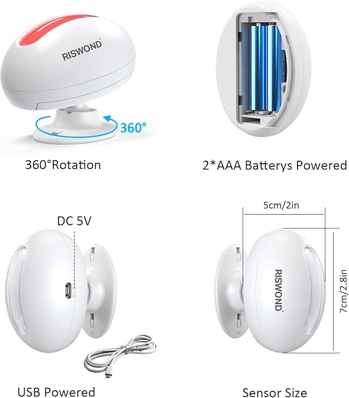Motion Sensor Door Chime, Wireless Motion Detector Alarm Indoor, Business Entry Alert Bell with Buzzer, Doorbell for Home/Garage Door/Store, USB/Battery Powered,1 Receiver +2 Sensors