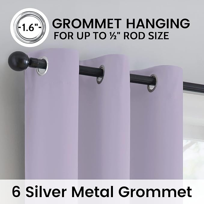 SimpleHome Lilac 100% Blackout Curtains Room Darkening Living Room 54 Inch | - Image 6
