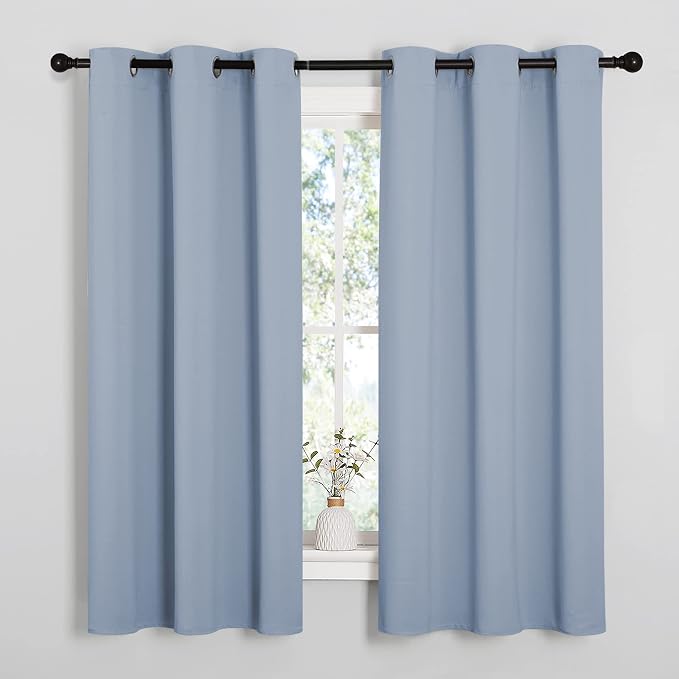 NICETOWN Vintage Blue Blackout Curtains 68 inches Length by NICETOWN