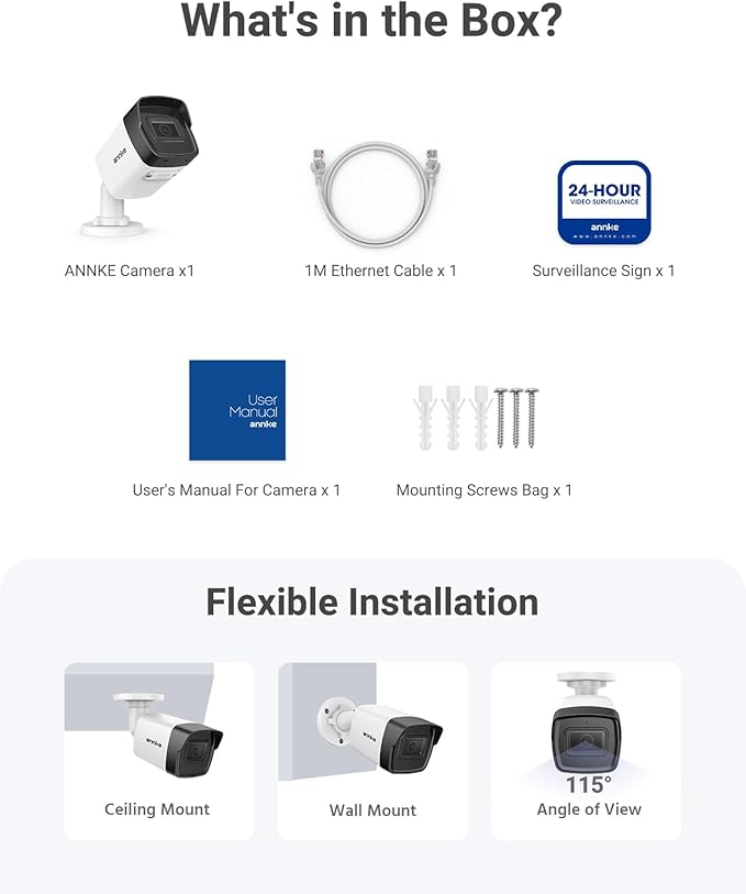 ANNKE 3K PoE Security Camera with Mic/Audio Outdoor, 2.8mm Lens (116°FOV), Color Night Vision, IP67 Waterproof, AI Motion Detection, RTSP, Surveillance Bullet Cam with 512GB SD Card Slot