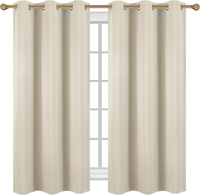 Diraysid Light Beige Grommet Blackout Curtains - Image 2