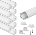 VST 10pack 3.3ft LED Channel, V Shape Led Diffuser Channel, LED Aluminum Channel System with Milky Cover, End Caps and Mounting Clips, Aluminum Profile for LED Strip Light Very Easy Installation