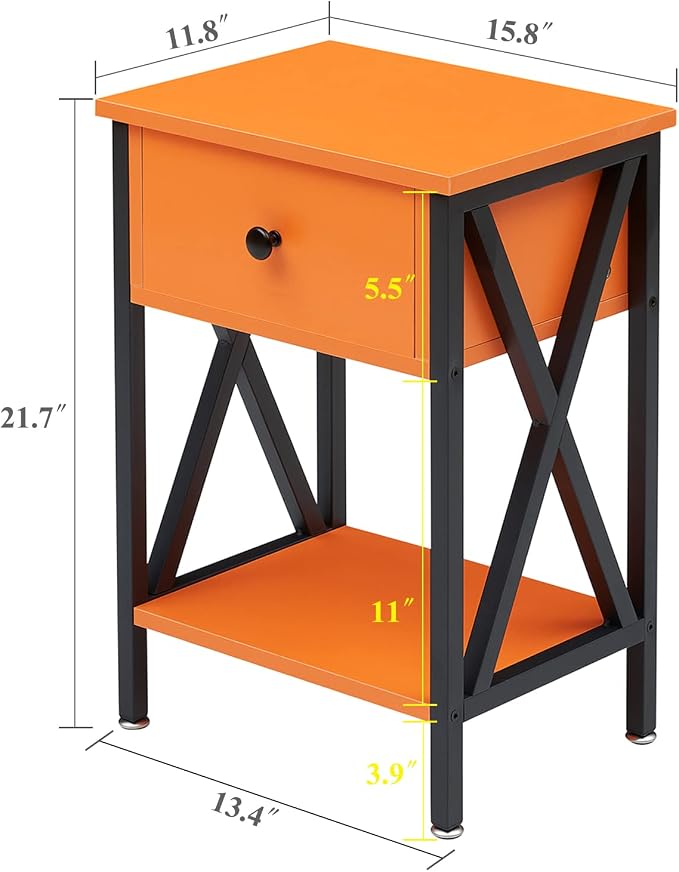 VECELO Nightstand, Modern Bedside End Table, Night Stand - Image 3