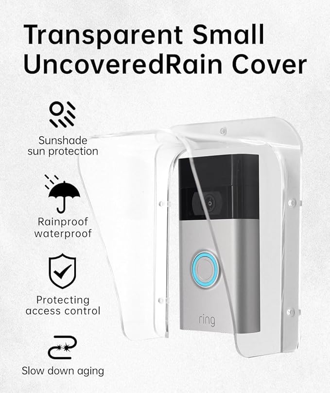 Doorbell Rain Cover Weatherproof Compatible for Ring/Blink/Google Nest Video Doorbell, Large Acrylic Doorbell Cover Protector for Outside Camera Doorbell/Door Keypad/Attendance Machine