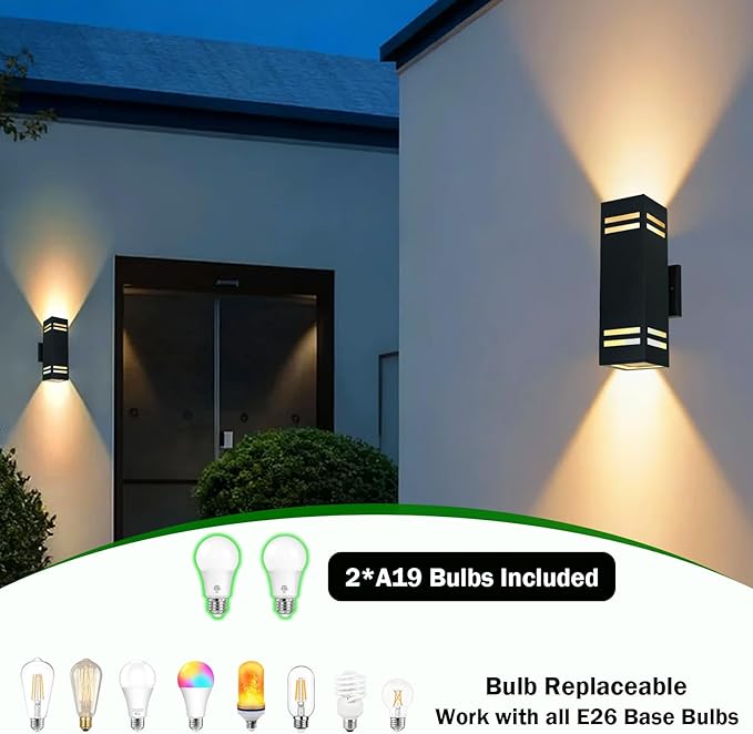 iYogaled Up and Down Outdoor Wall Lights Fixture – ETL Listed, Aluminum Waterproof Wall Mount Square Design- Modern Exterior Lighting Outdoor Wall Sconce for Porch, Patio
