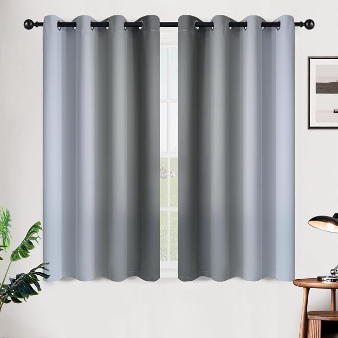 SimpleHome Ombre Grey to Grey White Curtains - Image 2