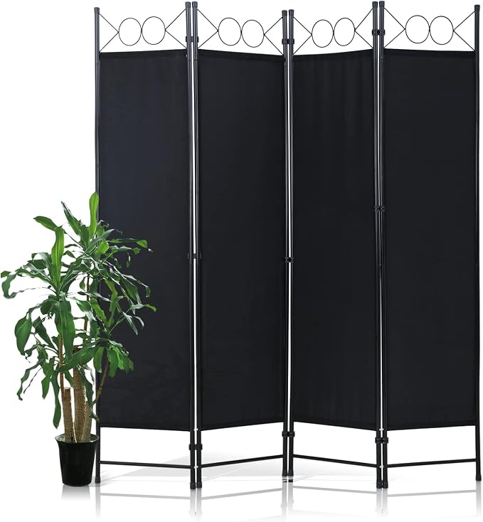 Room Divider 4 Panels 6FT Room Divider Black Privacy Panel Screens | Wall by NChanmar