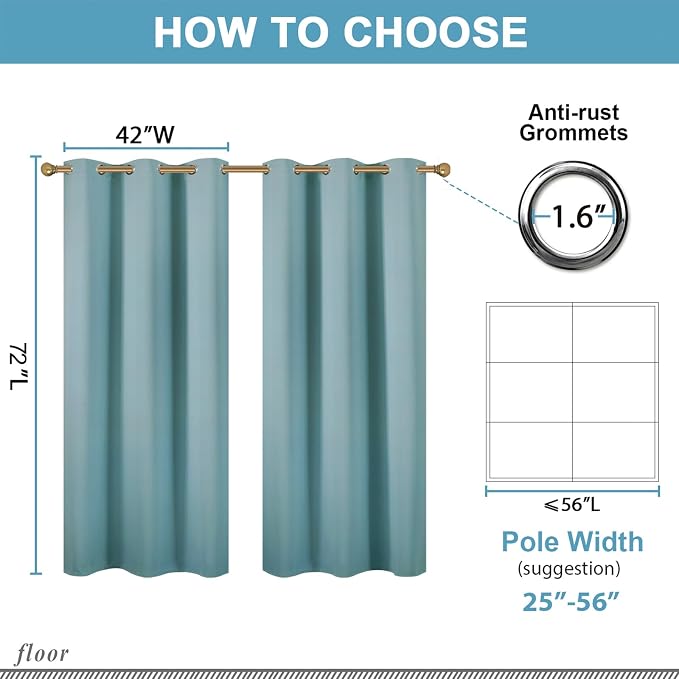 Diraysid Stone Blue Grommet Blackout Curtains - Image 6