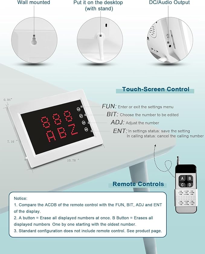 WNKRUN Wireless Calling System Caregiver Pager System 1200+ ft with 1 Display Receiver/Wireless Remote Control /10 Waterproof Call Buttons for Nursing Home Clinic Caregiver