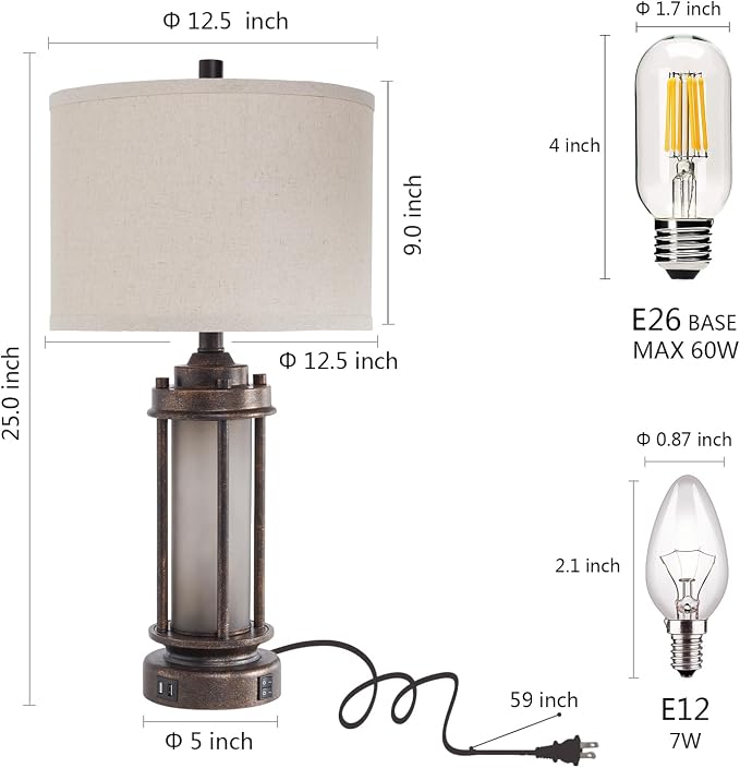 AIEAMPDO 25" Farmhouse Lamps for Living Room - Image 6