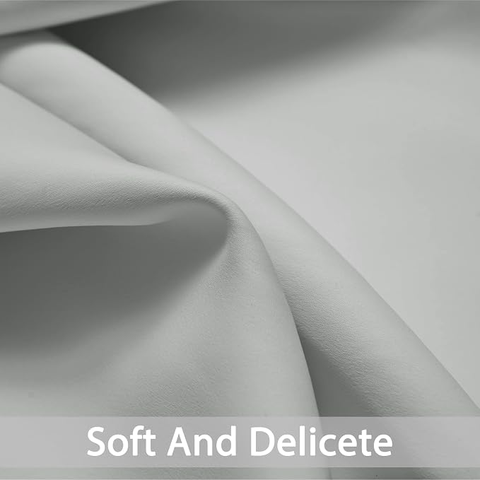 Yakamok Blackout Curtains 38x84 inch Light Grey Thermal Drapes-Bedroom | 1 panel - Image 6