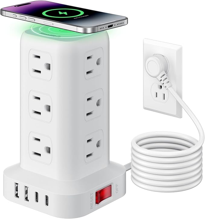 Extension Cord with Multiple Outlets, SMALLRT Power Strip Tower, Outlet by SMALLRT