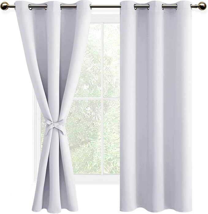 DWCN Greyish White Window Curtains – Thermal Insulated Energy Saving Drapes by DWCN