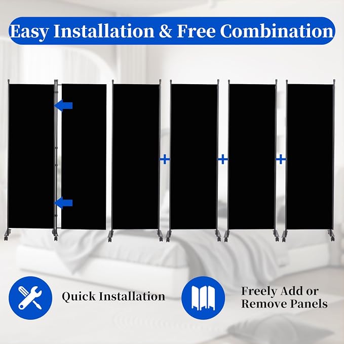 Room Divider 6FT 6 Panel Folding Wall Divider - Image 4