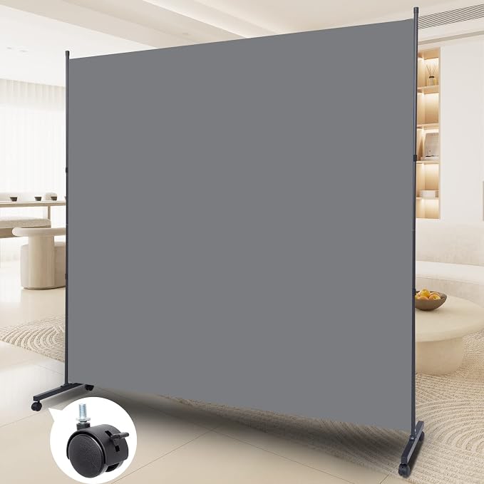 Room Divider 71'' Wide Partition Room Dividers, 1 Panel Wall Divider w/Wheel | by HOMSCREENER