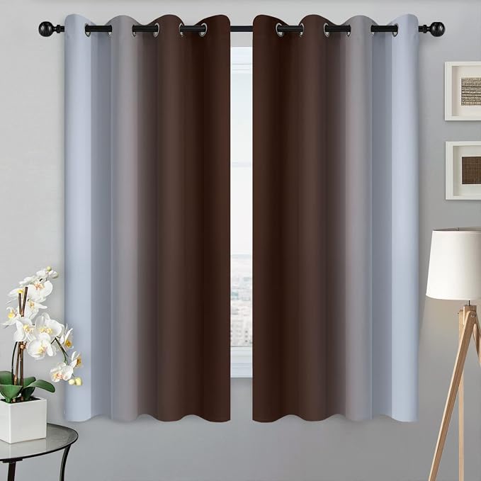 SimpleHome Ombre Brown to Grey White Curtains - Image 2