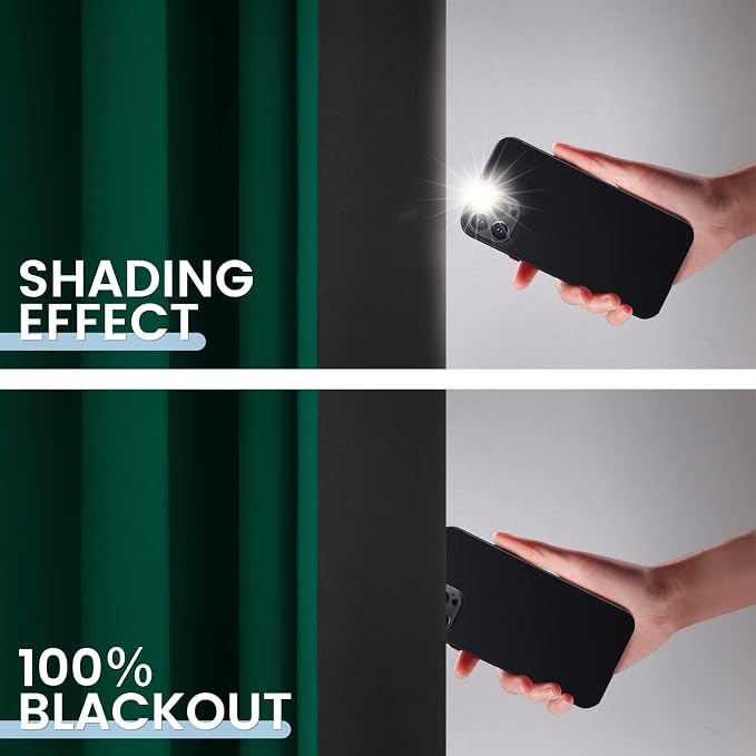 SimpleHome Dark Green 100% Blackout Curtains Room Darkening Living Room 54 | - Image 4