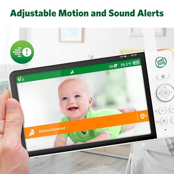 LeapFrog 2-Camera Color Night Vision Video Baby Monitor with 7" HD 1080p, Split Screen, 360 Pan & Tilt, 8X Zoom, Night Light, Humidity & Temperature Sensor, Up to 1000ft Long Range: LF920-2HD
