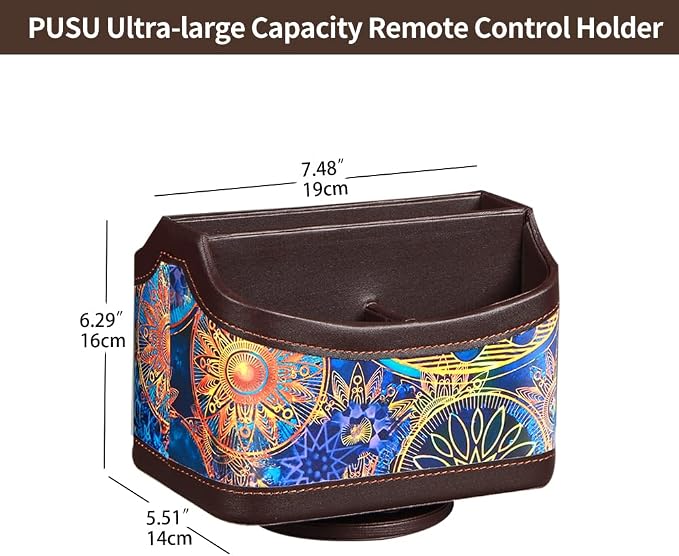PU Leather 360° Rotatable Remote Control Holder, Nightstand TV Remote Caddy | - Image 2