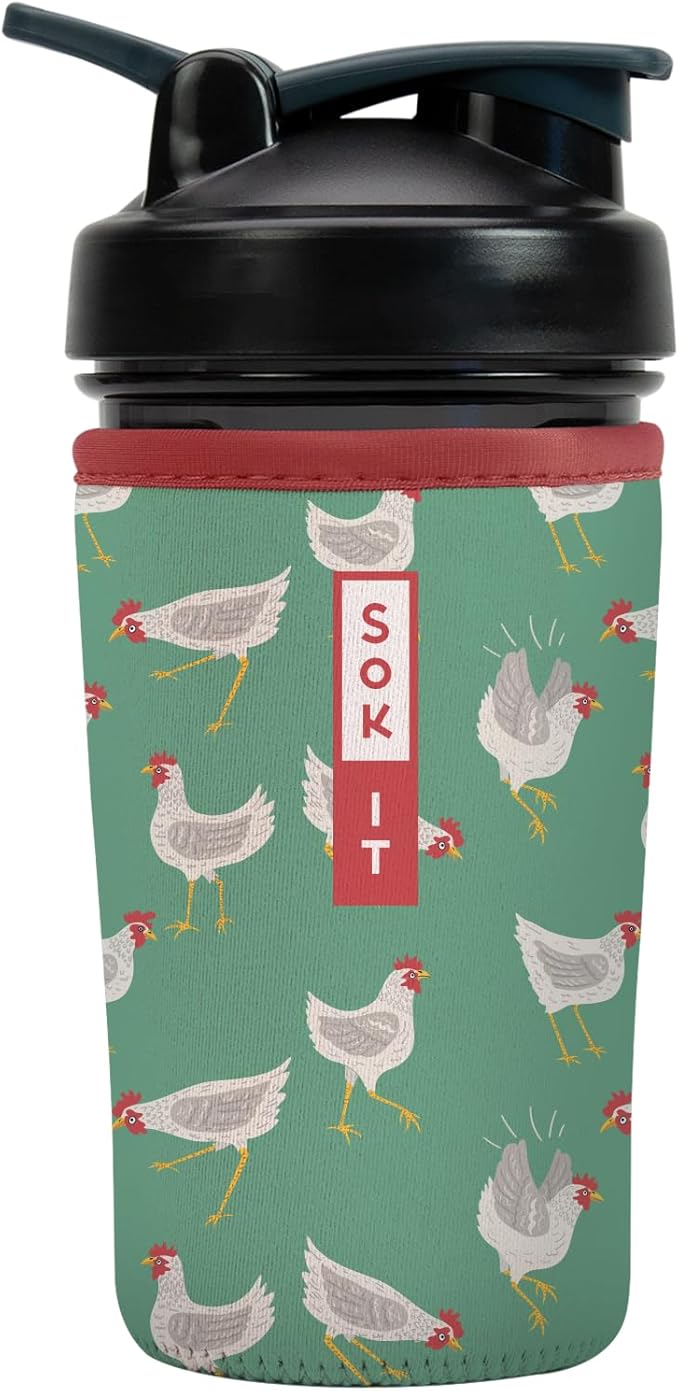 Sok It BotlSok Protein Blender Shaker Bottle Sleeve Insulated Neoprene Cover (Flew The Coop, Fits 24oz Blender)