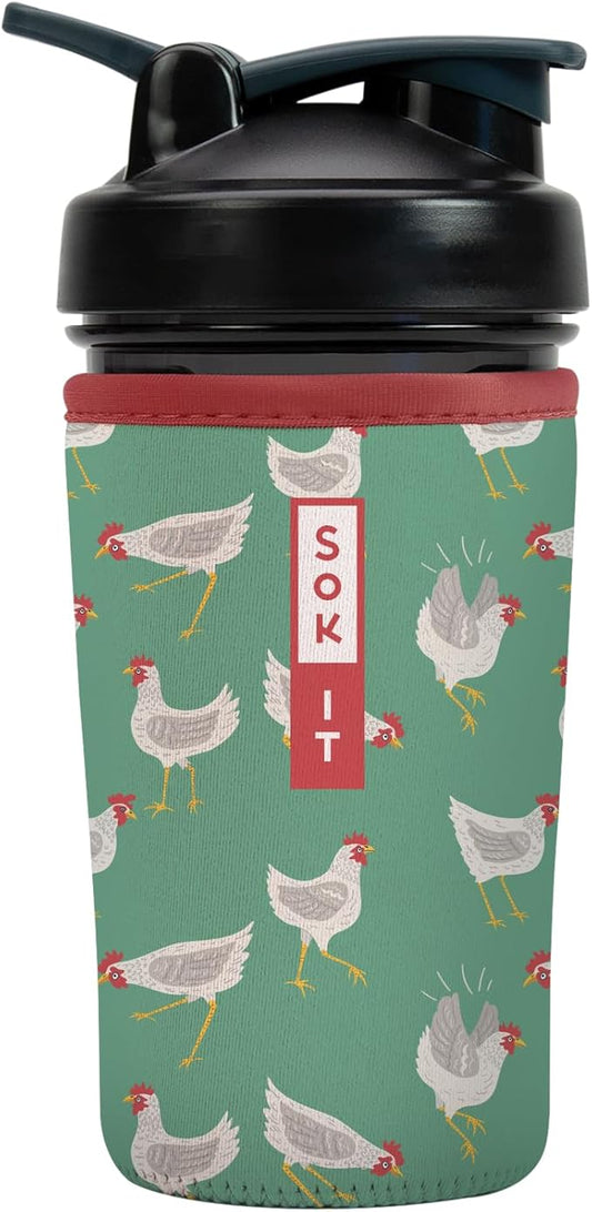Sok It BotlSok Protein Blender Shaker Bottle Sleeve Insulated Neoprene Cover (Flew The Coop, Fits 24oz Blender)