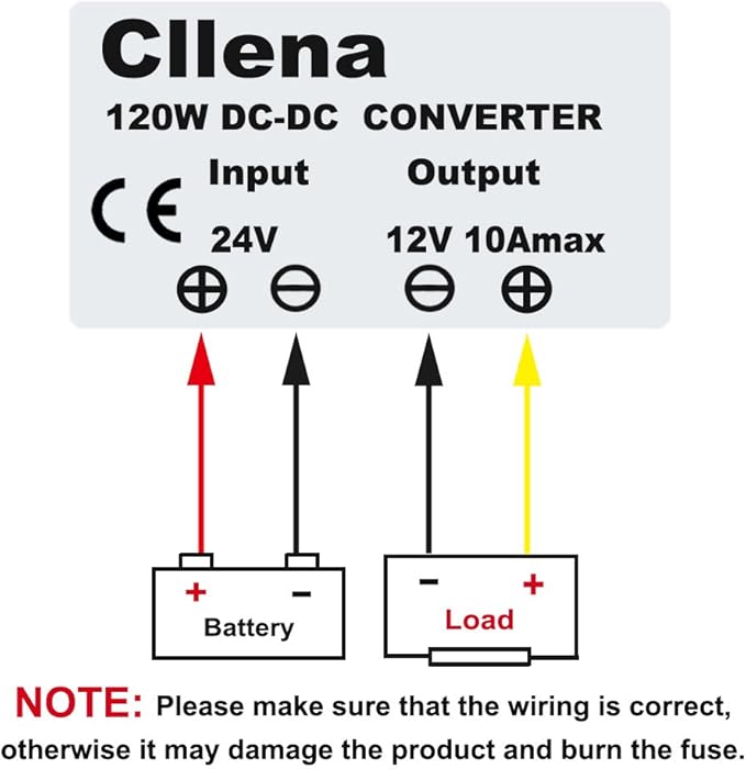 Cllena 24v to 12v Converter 10A 120W Voltage Reducer Regulator Power Supply Buck Converter Transformer for Golf Cart Auto Car Truck Vehicle Boat