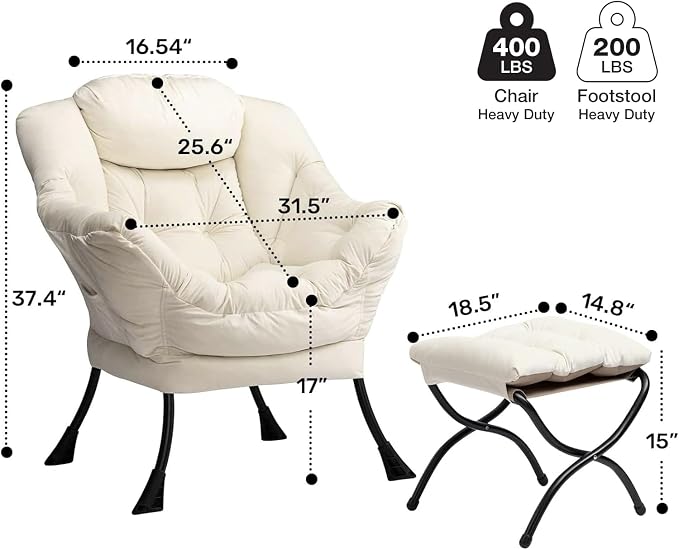 HollyHOME Lazy Chair with Foldable Ottoman, Accent Comfy Lounge Armchair and - Image 3
