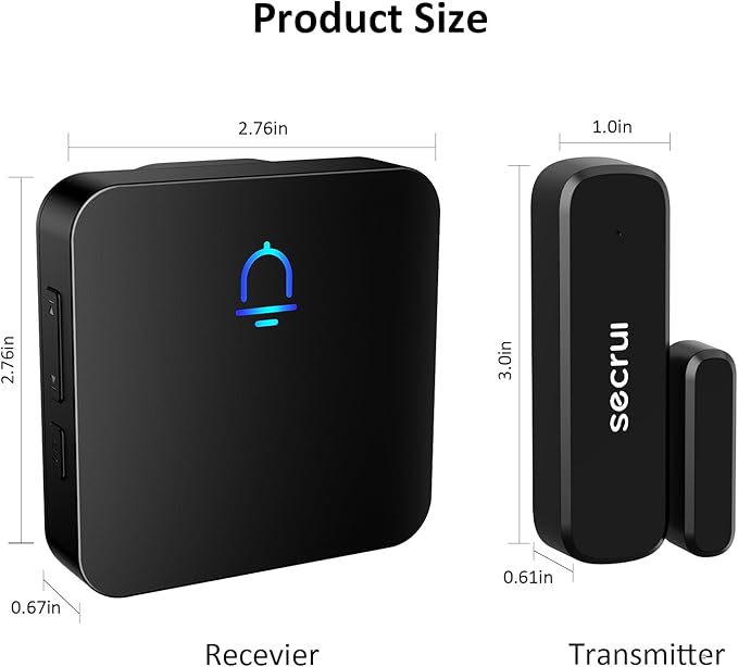 SECRUI Door Chime, Wireless Door Chimes When Door Open Entry for Business/Home/Office/Store Door Ringer Alert Buzzer Alarm Door Ringer for Opening – Door Open Alert - 2 sensors