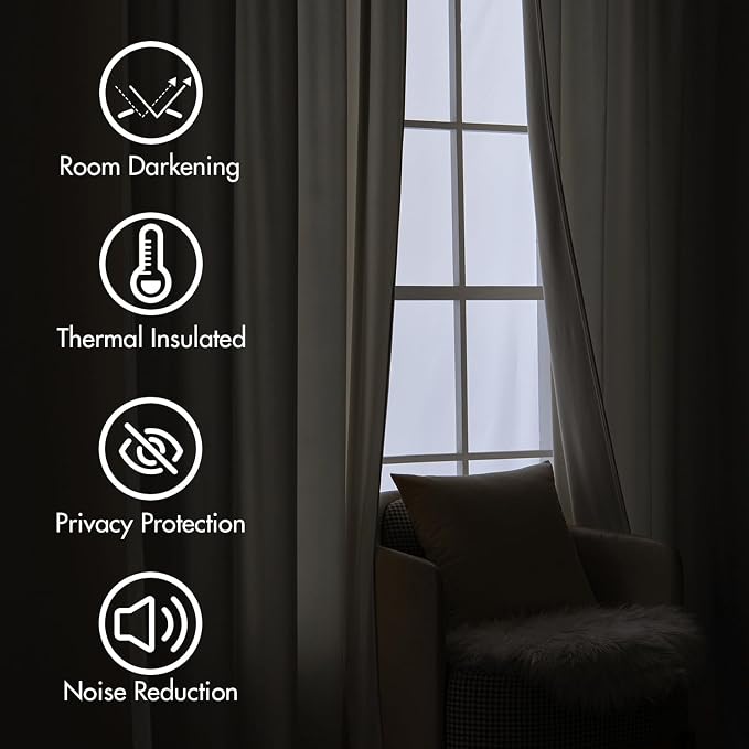 MIULEE Ivory White Velvet Pinch Pleat Blackout Curtains W52 X L84 Inches | 2 - Image 5