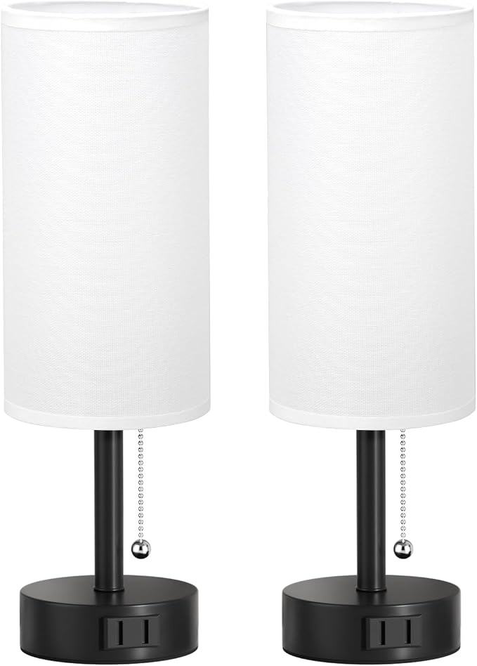 White Bedside Table Lamps Set of 2 - Image 8