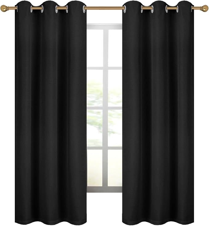 Diraysid 100% Blackout Curtains Black Linen Curtains - Image 7