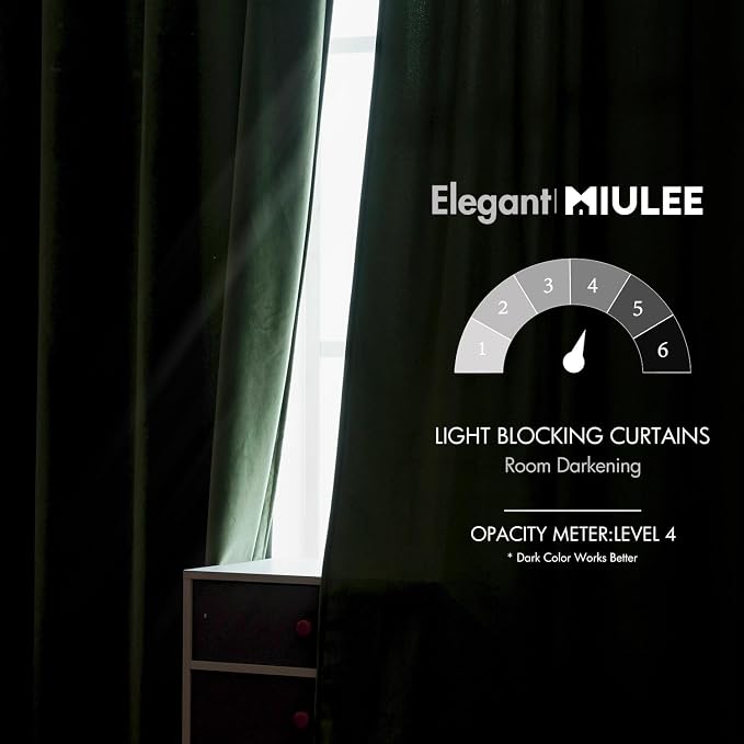MIULEE Velvet Curtains Extra Wide 72x84 inches Olive Green Curtains | Luxury - Image 5