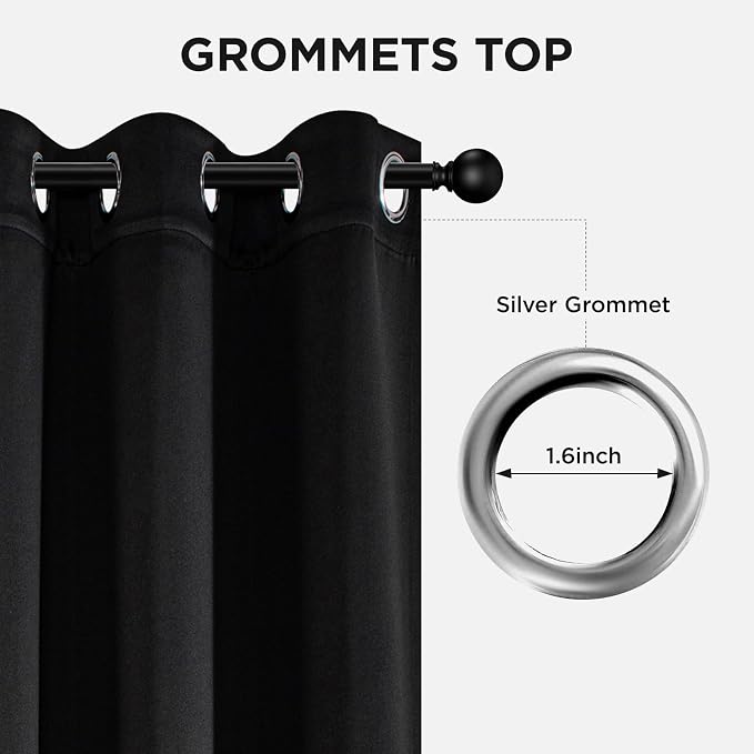 Joydeco Blackout Curtains 90 Inches Long, Room Darkening Grommet Drapes - Image 5