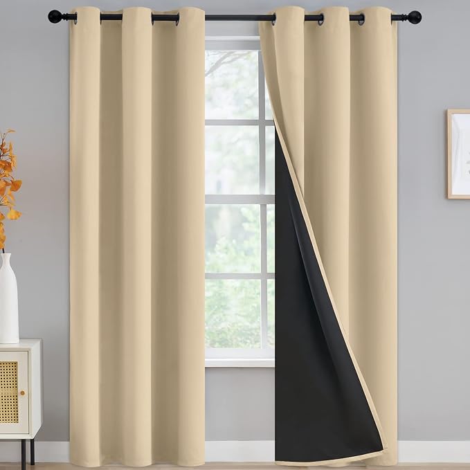 Yakamok Beige Blackout Curtains 84 inches Long by Yakamok