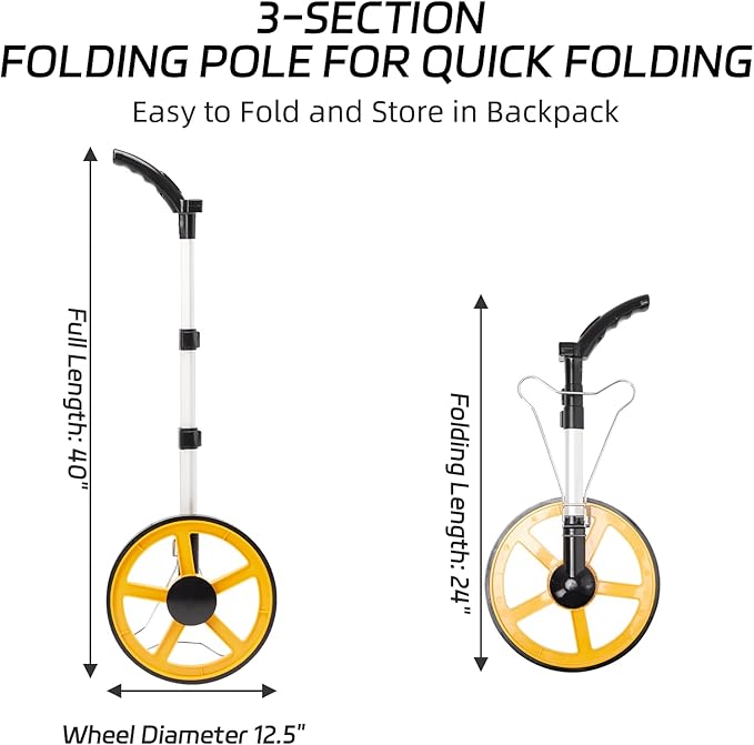 YS YUSON 12 Inch Measuring Wheel in Feet Advanced LED Backlight Display Rolling Digital Measuring Wheel for Construction Measure Wheel with Tape Measure and Canvas Carrying Bag, Up to 9999Ft