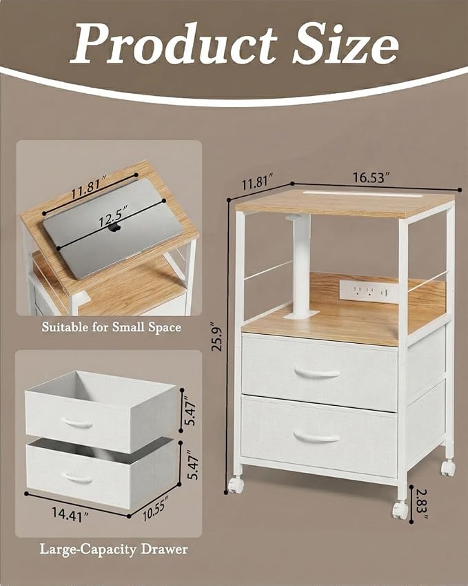 Faesun Swivel Lift Top Nightstand - Image 2
