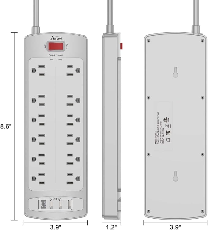 ALESTOR 6 Ft Surge Protector Power Strip - Image 7