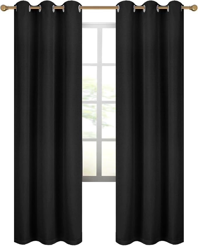 Diraysid 100% Blackout Curtains Black Linen Curtains - Image 7