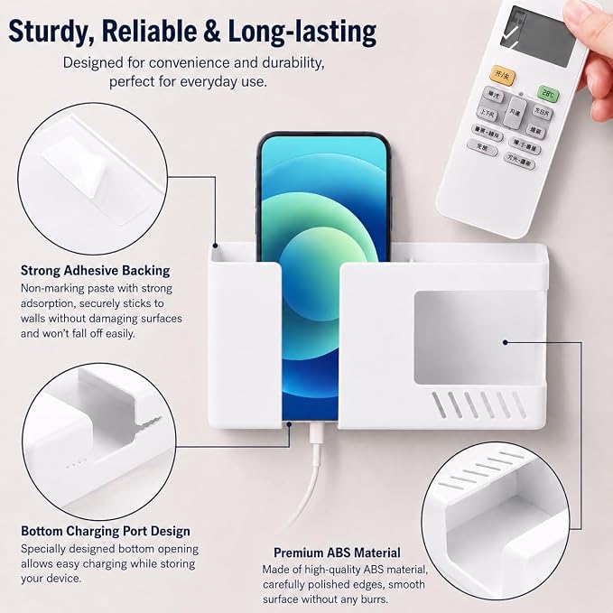 Strong Adhesive Wall Mount Phone Holder D3 Punch-Free Bedside Phone Shelf - Image 3
