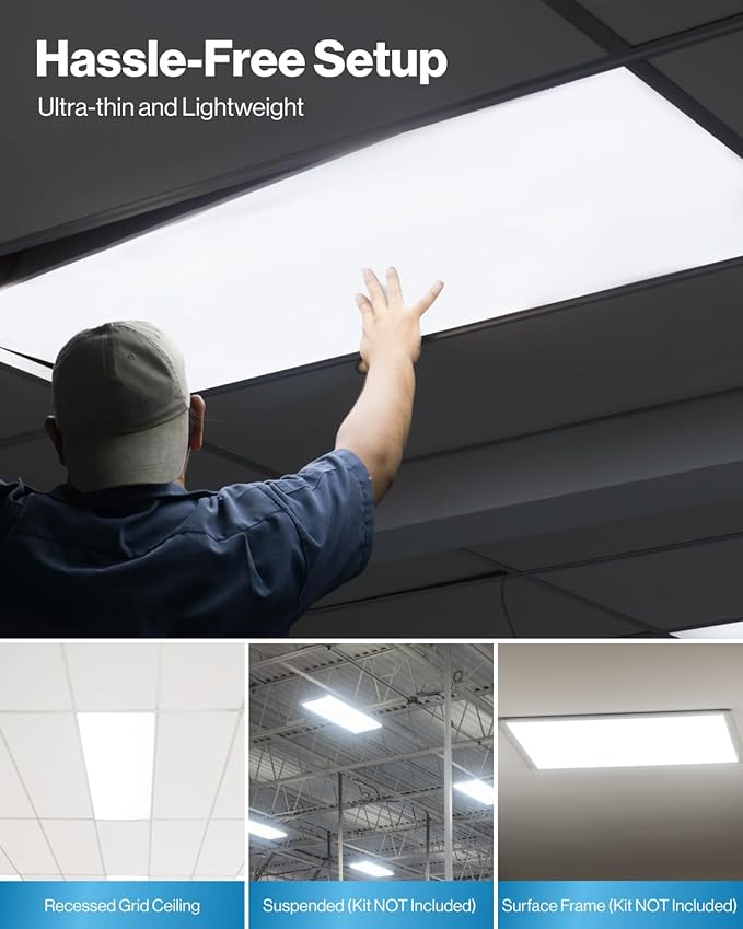 Sunco 12 Pack 2x4 LED Flat Panel Light Drop Ceiling Office Fixture, 7700 LM, Selectable Features, 40W/50W/60W, 4000K/5000K/6000K, Dimmable (0-10V), Dustproof ETL.